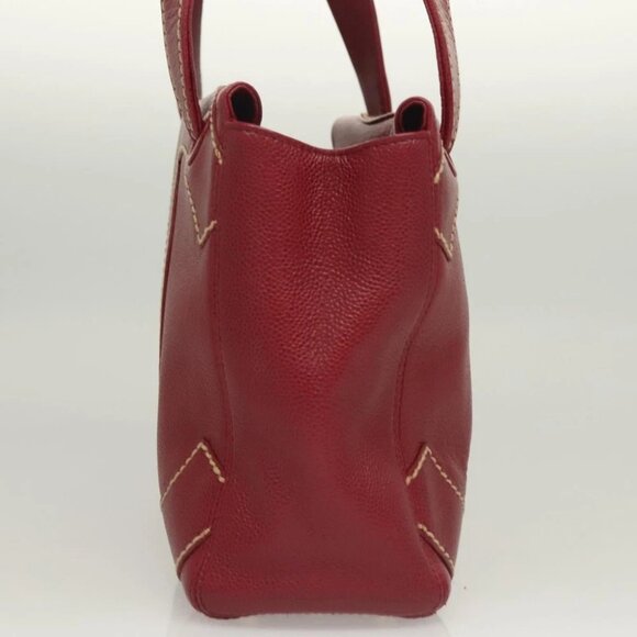 CHANEL Wild Stitch Hand Bag Grained Calf Skin Bordeaux Gold CC Auth 126239V - Picture 5 of 14